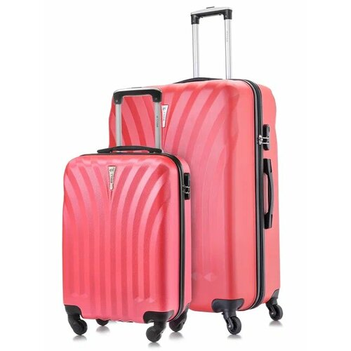 фото Комплект чемоданов l'case phuket, 2 шт., abs-пластик, 133 л, размер s/l, розовый