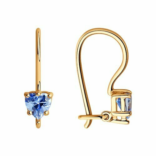 Серьги Thing Jewelry, красное золото, 585 проба, фианит, голубой