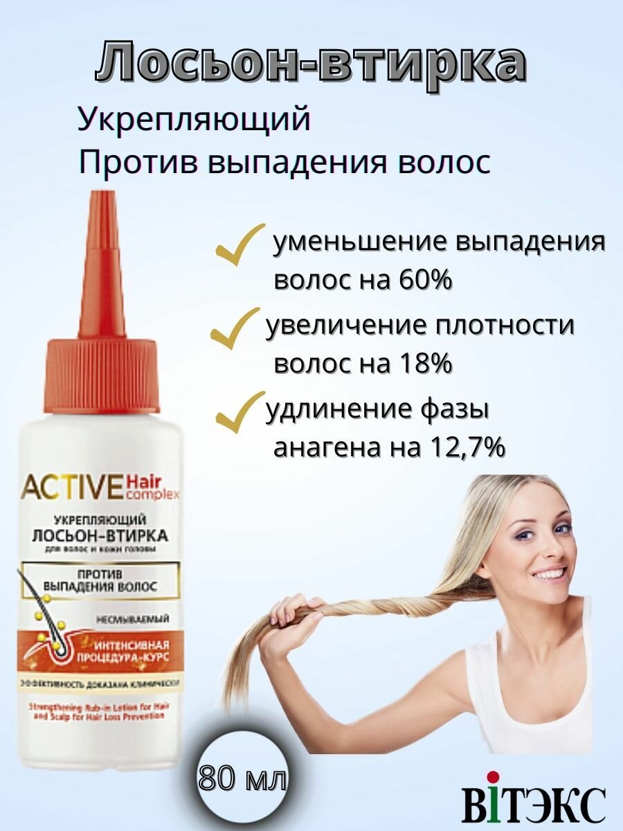 Лосьон-втирка для волос и кожи головы укреп. против выпад. волос, несмыв. Active HairComplex Витэкс 80мл Витэкс ЗАО - фото №2