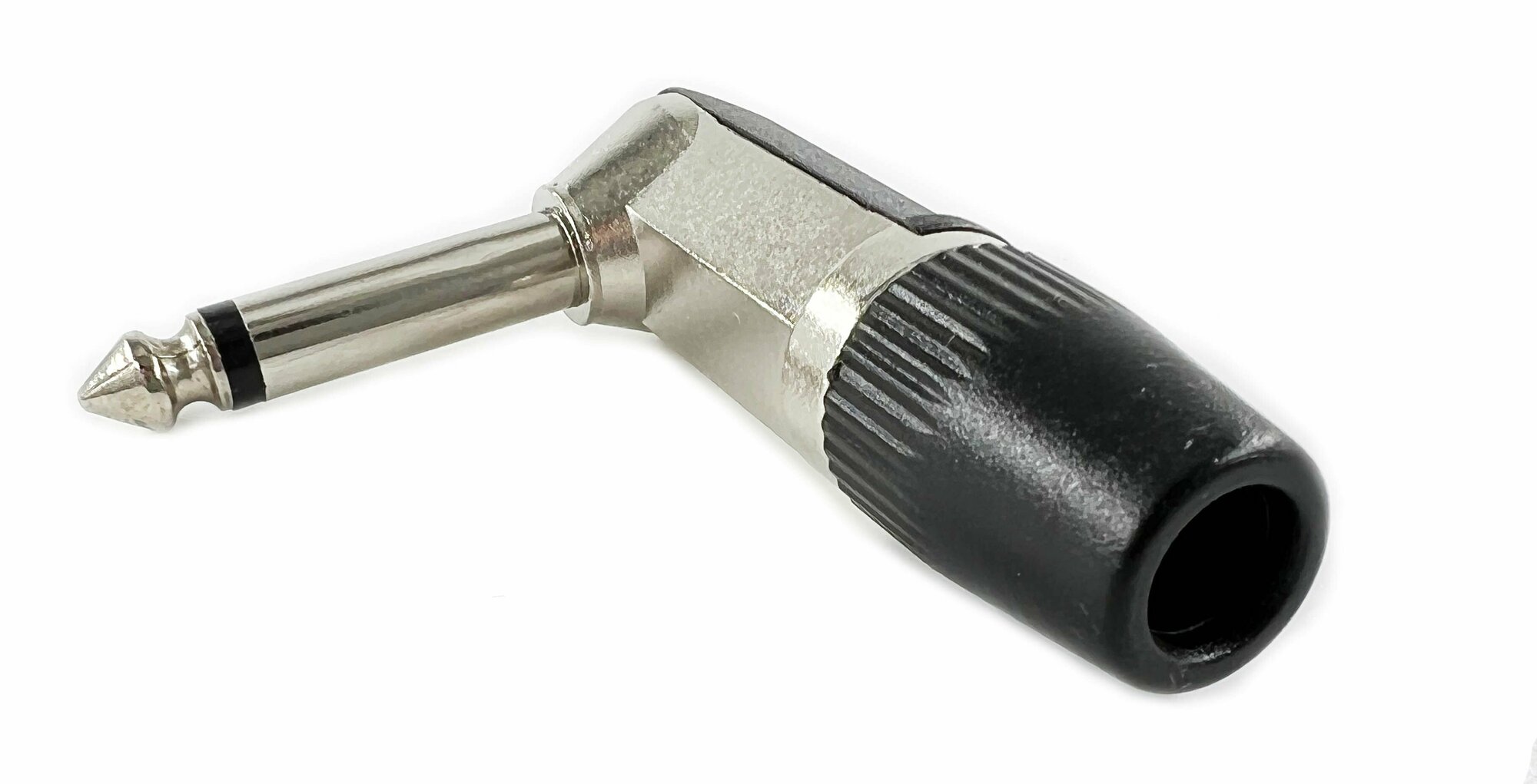 Разъем аудио Jack 6.35 мм штекер моно угловой пластик-металл на кабель( 1 штука)