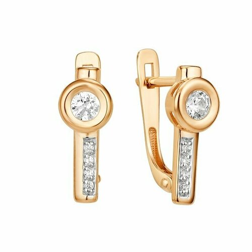 Серьги DS Jewelry, красное золото, 585 проба, фианит, золотой