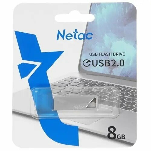 Флешка USB Netac U326, 8 ГБ, серебристая, металлический корпус