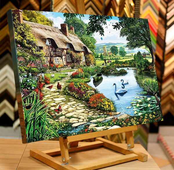 фото Алмазная мозаика на деревянном подрамнике 33х43 см