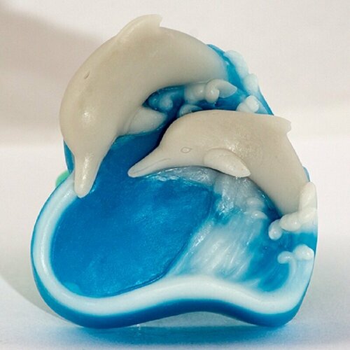 Силиконовая форма для мыла Дельфины 2D, (вторые) для свечей, гипса 1шт