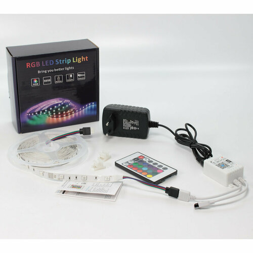 Набор светодиодной ленты 5XRGB30-A01 X11 (12V, RGB 30led/m 5m, IR, Wi-Fi, адаптер 220V, IP20) bluetooth wifi приложение для телефона ик контроллер 5050 smd 5m 30m светодиодная ленсветильник s rgb светильник та диодная лента