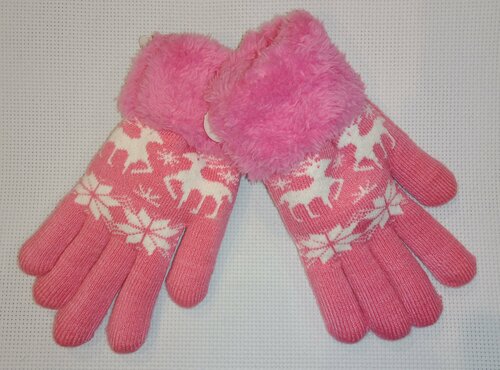Перчатки, демисезон/зима, шерсть, размер 6-8 лет, розовый