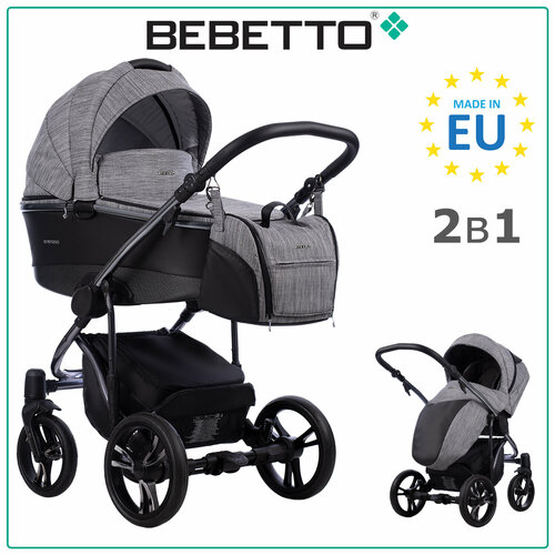 Универсальная коляска Bebetto Bresso Premium Class 2020 (экокожа+ткань) (2 в 1), dark 02, цвет шасси: серый