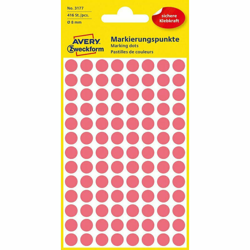 Этикетки-точки для выделения Avery Zweckform, круглые, d-8 мм, 416 штук, 4 листа