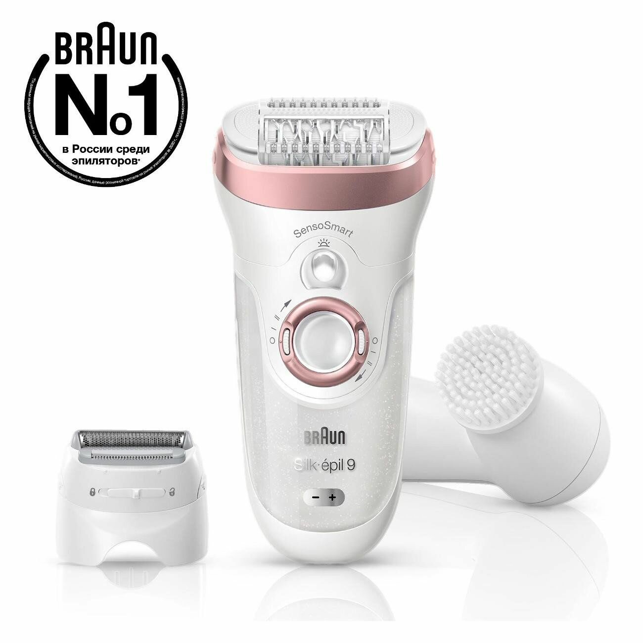 Эпилятор Braun Silk-epil 9 SensoSmart SES 9-855 с щёточкой для лица белый/розовый - фото №5