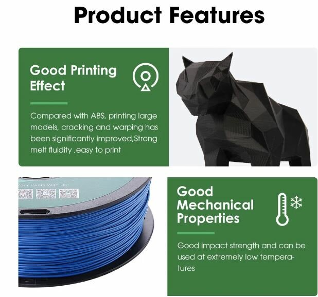 Филамент ESUN ABS пластик для 3D принтера 1.75мм, серый 1 кг.