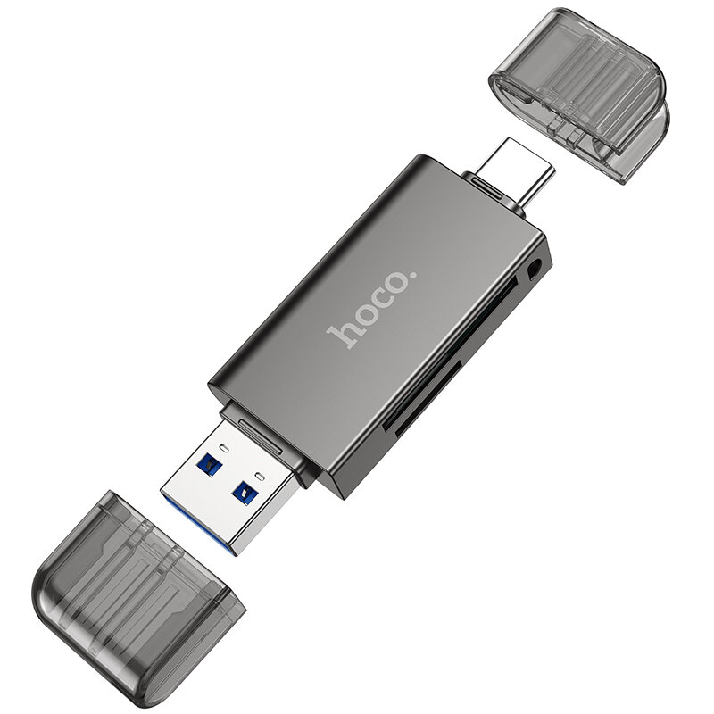 HB39 Картридер USB/Type-C 3.0 поддержка TF/SD карт серый