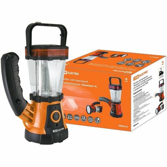 Фонарь Tdm Electric "Кемпинг 4" аккумуляторный, 24+19 LED, 44 лм/Вт, 3 режима с поворот. ручкой, SQ0350-0031
