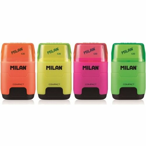 Ластик -точилка Milan Compact Fluo, цв в асс 4719116 ластик milan ластик точилка milan compact sunset цв в асс 4721116