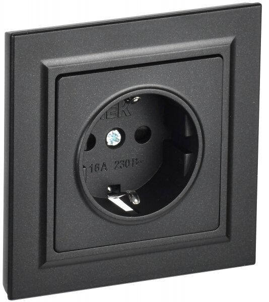 фото IEK BRITE Роз. с з/к/ш 16А в сб. РСР14-1-0-БрЧ черн.