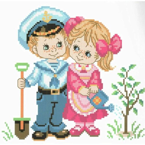 Набор для вышивания крестом Искусница Юные садовники, 20*21 см, 1шт