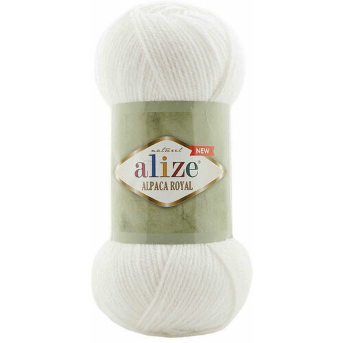 фото Пряжа alize alpaca royal new белый (55), 55%акрил/30%шерсть/15%альпака, 250м, 100г, 2шт