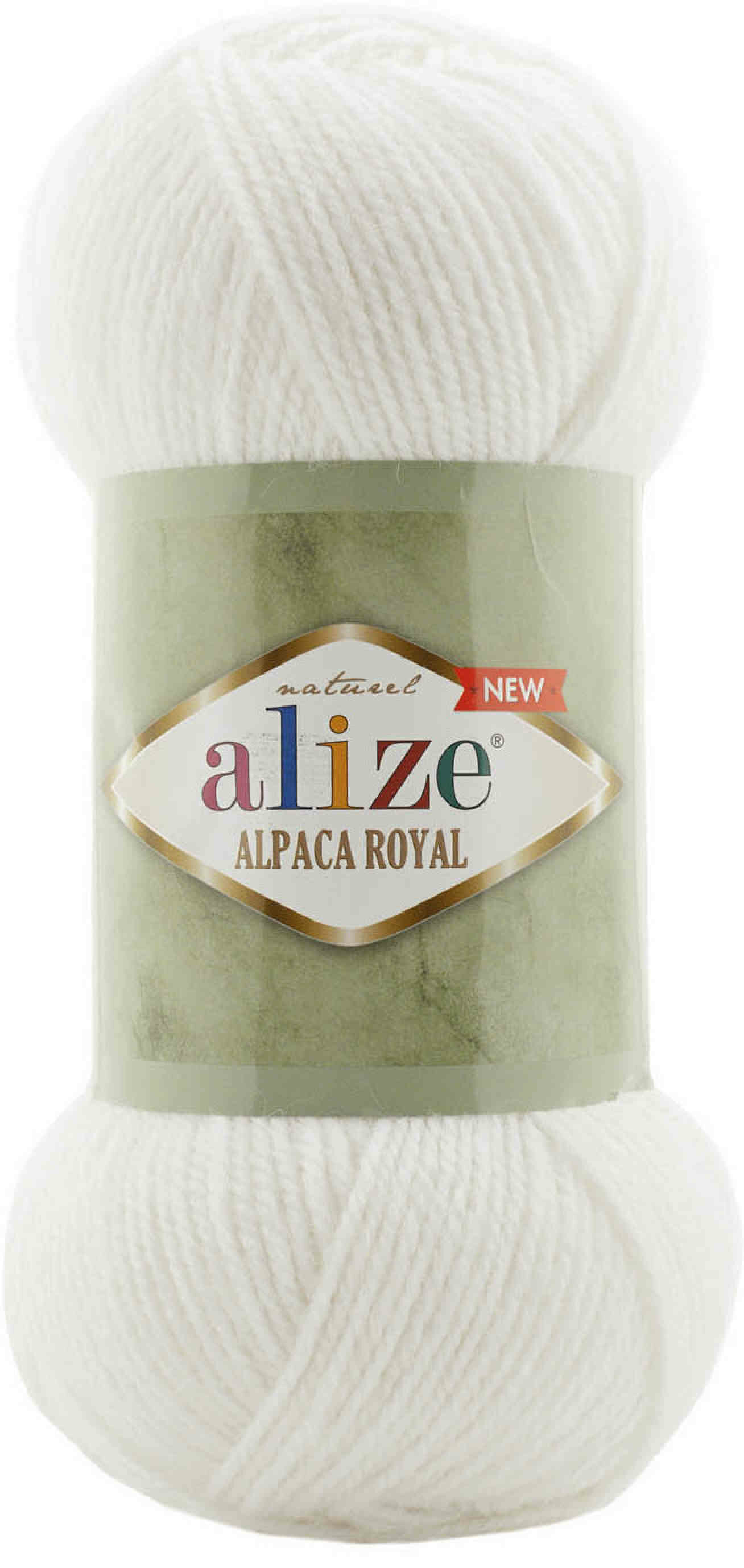 Пряжа Alize Alpaca Royal NEW белый (55), 55%акрил/30%шерсть/15%альпака, 250м, 100г, 2шт