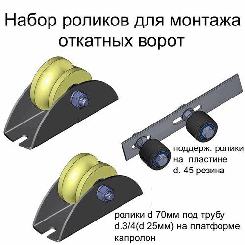 N1 Набор роликов для монтажа откатных ворот (1 шт. верхние + 2 шт. нижние)