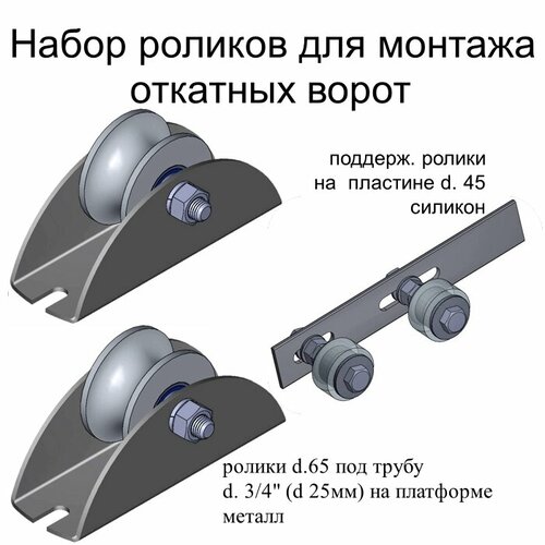 N7 Набор роликов для монтажа откатных ворот (1 шт. верхние + 2 шт. нижние)