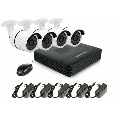 Проводной комплект уличного наблюдения - 4 FullHD камеры SKY-2604-5M KDM 018-AF2 I30161PR - система охранного видеонаблюдения 2127100₽