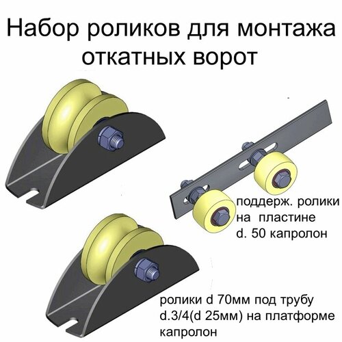 N9 Набор роликов для монтажа откатных ворот (1 шт. верхние + 2 шт. нижние) rolik opt ролик для ворот капролон d 70мм под трубу профильн 20х20 к2704