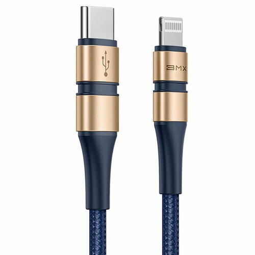 кабель для apple type c to lightning для iphone ipad быстрой зарядкой оригинальный чип 3 штуки Кабель BMX Double-deck MFi certified Cable Type-C to Lightning PD 18W 1.8m (Черно-Золотистый)