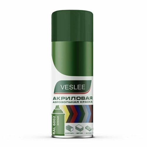 Аэрозольная краска в баллончике зеленая, Veslee RAL 6002 / Краска аэрозольная / Акриловая краска