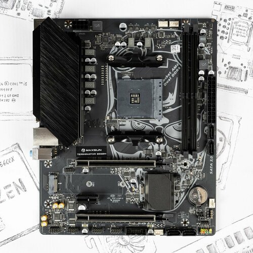 Материнская плата MAXSUN Terminator B550M материнская плата gigabyte h310m s2 2 0 socket 1151 h310 2xddr4 1xpci e 16x 2xpci e 1x 4 matx retail