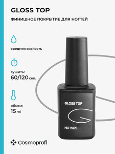 Cosmoprofi Топ без липкого слоя Gloss Top, 15 мл