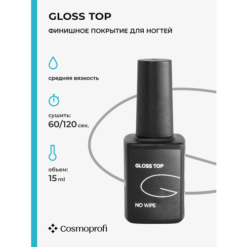 Cosmoprofi Топ без липкого слоя Gloss Top, 15 мл