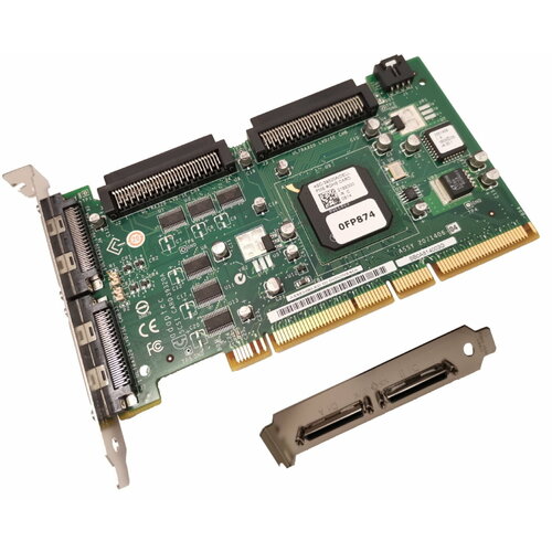 Контроллер Dell Adaptec ASC-39320A PCI-X SCSI U320 DUAL Card 2246700-R 0MY560 MY560 0FP874 FP874 контроллер raid controller adaptec asr 2200s 64mb 2 channel 64mb cache ultra320 scsi pci x low profile lp