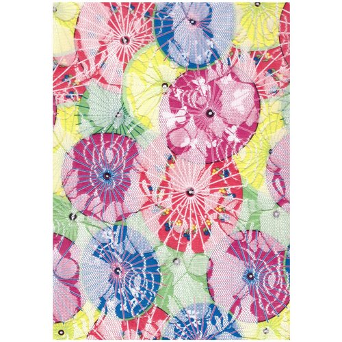 Гипюр стрейч-ткань 110г/м² 150 см, состав 94% Нейлон, 6% Лайкра( спандекс), зонтики синий