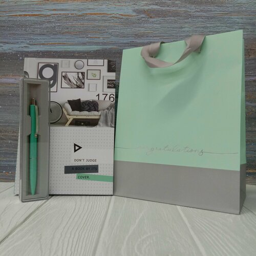 Подарочный набор Ежедневник А5 с ручкой в бумажном пакете