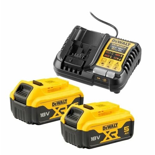 Набор зарядное устройство DCB1104 + 2 батареи DCB184 5Ач DEWALT DCB1104P2 (DCB1104P2-QW) зарядное устройство karcher быстрозарядное устройство 2 445 032 0 18 в 1200 а·ч