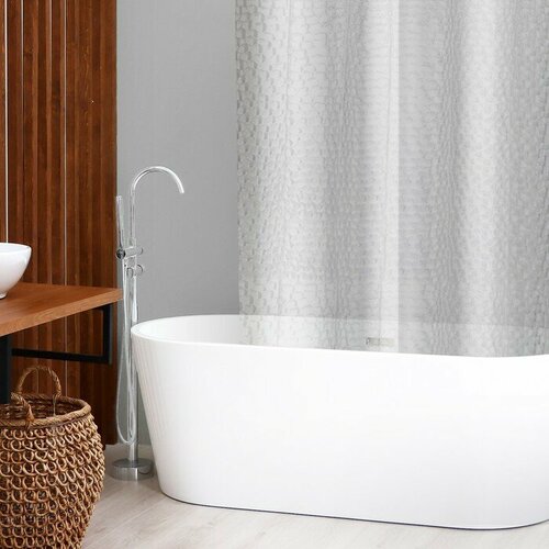 SAVANNA Штора для ванной SAVANNA «Геометрия», 180×180 см, PEVA, цвет белый