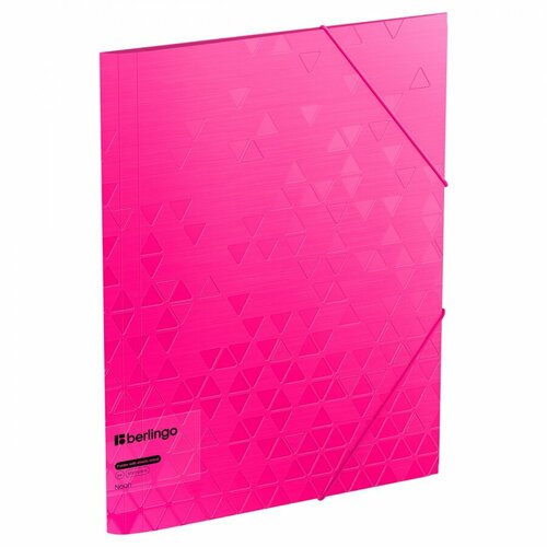 Папка на резинках пластиковая Berlingo Neon (А4, 600мкм, до 300 листов) розовый неон (FB4_A4391) 100 шт бумажные застежки компрессорные папки самоклеящиеся застежки металлические зажимы для книг пластиковые папки