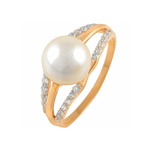 Кольцо АЛЕКСАНДРА кл963-10, красное золото, 585 проба, размер 17, белый