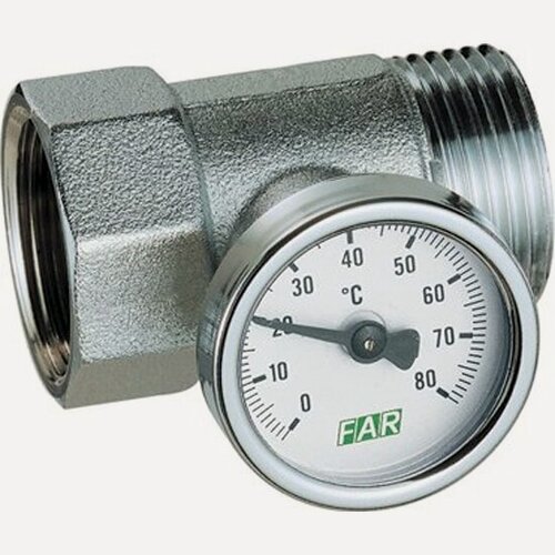 Изображение товара Тройник Far 1" НР-ВР с термометром(0-80 С)