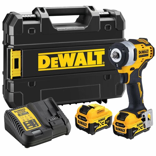 Аккумуляторный импульсный гайковерт DEWALT, 12В, 339 Нм, 2850 об/мин, 3250 уд/мин, с 2 АКБ 5 Ач и ЗУ, в кейсе TSTAK, DCF903P2