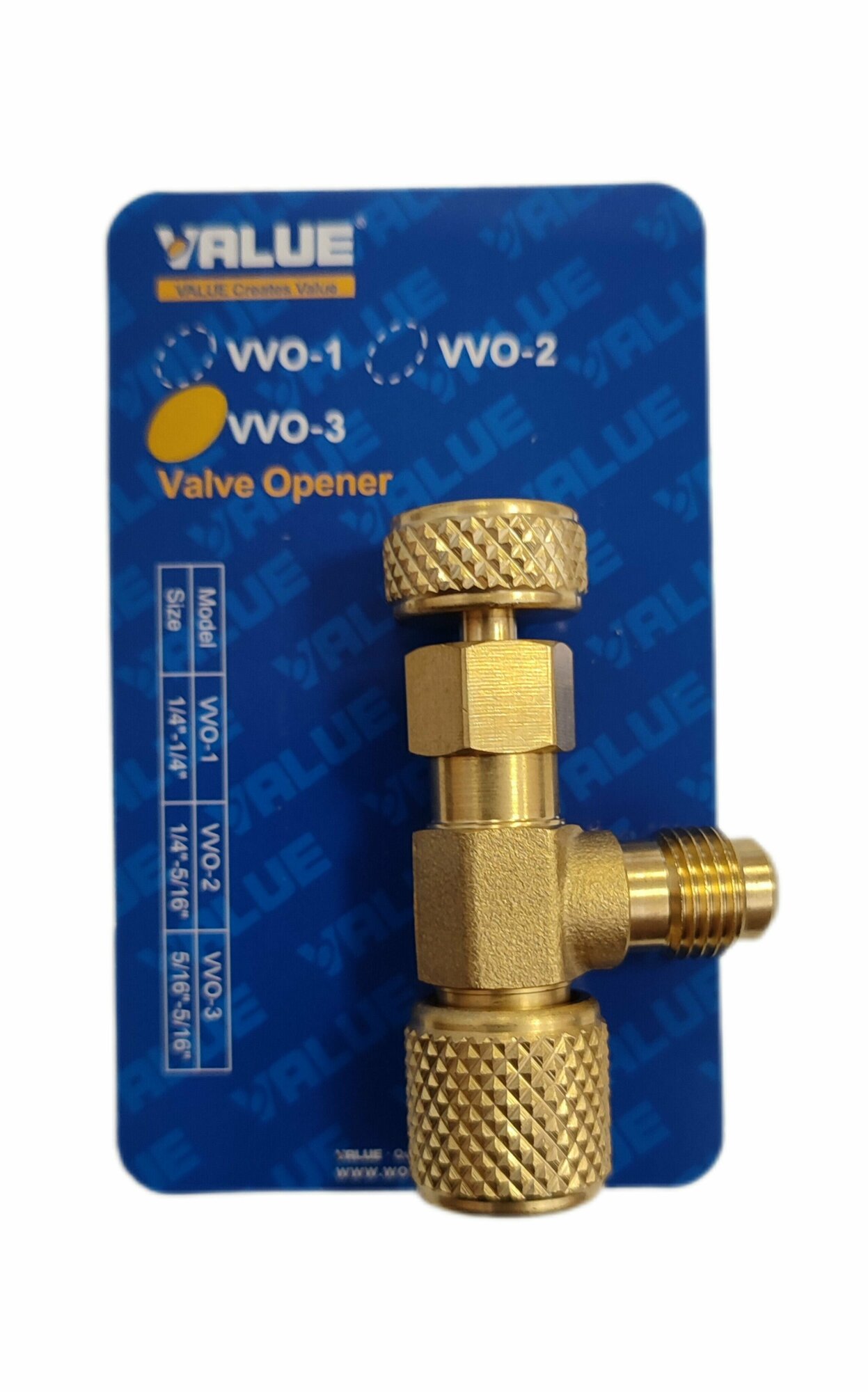 Сервисный вентиль Value VVO-03 (5/16" - 5/16" SAE) / Кран с нажимом на ниппель / Быстросъем под R410a
