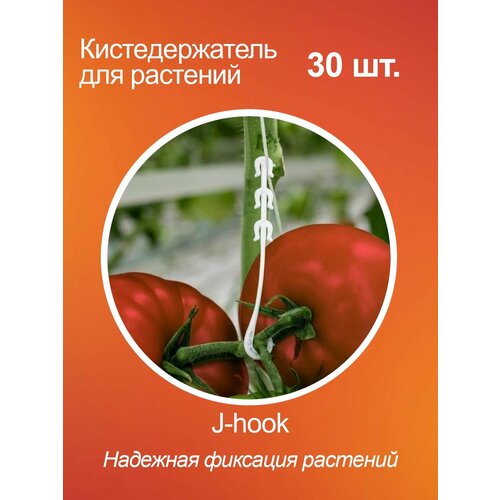 Кистедержатель для томатов помидор и растений J-hook, пластик, 30 шт. белый