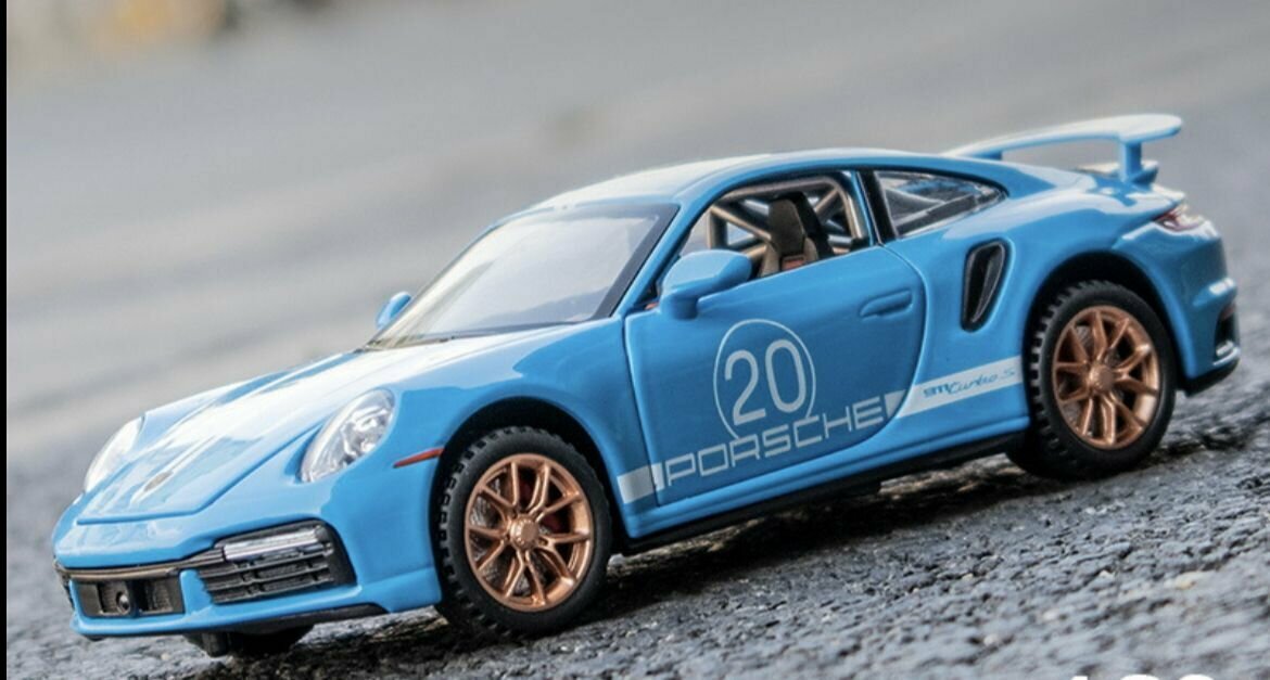 Машинка металлическая Porsche 911 Turbo S 1:24, Коллекционная модель для взрослых, Игрушечный автомобиль с звуковыми и световыми эффектами для детей