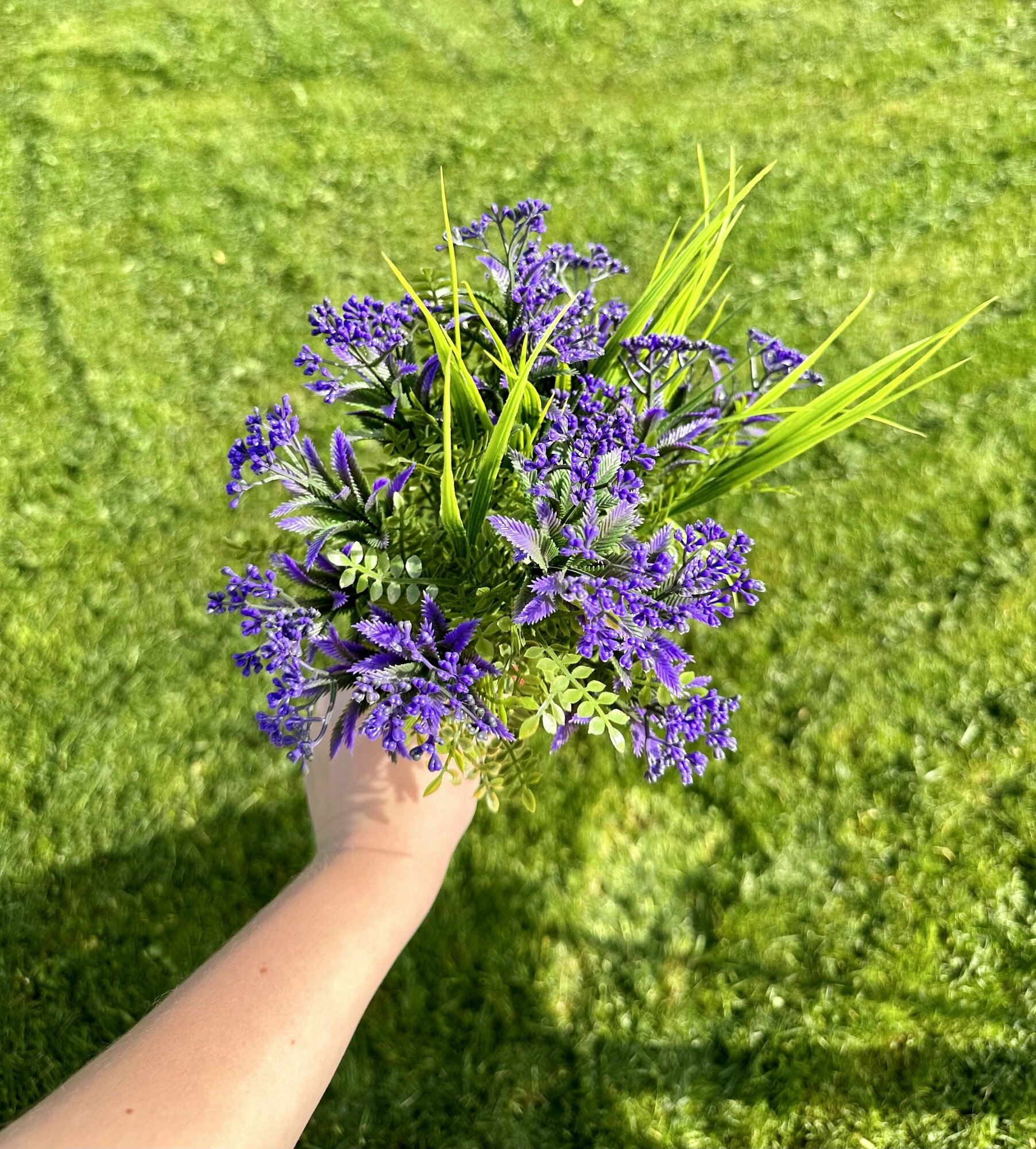 Искусственные цветы травы осока, букет, лаванда, 39 см