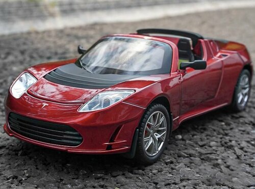 Машинка металлическая Tesla Roadster 1:24, Коллекционная модель машины для взрослых, Игрушечный автомобиль с звуковыми и световыми эффектами для детей