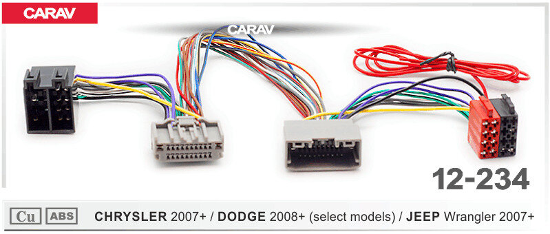 Переходник Carav ISO для автомагнитол для Chrysler 2007+, Dodge 2008+, Jeep Wrangler 2007+