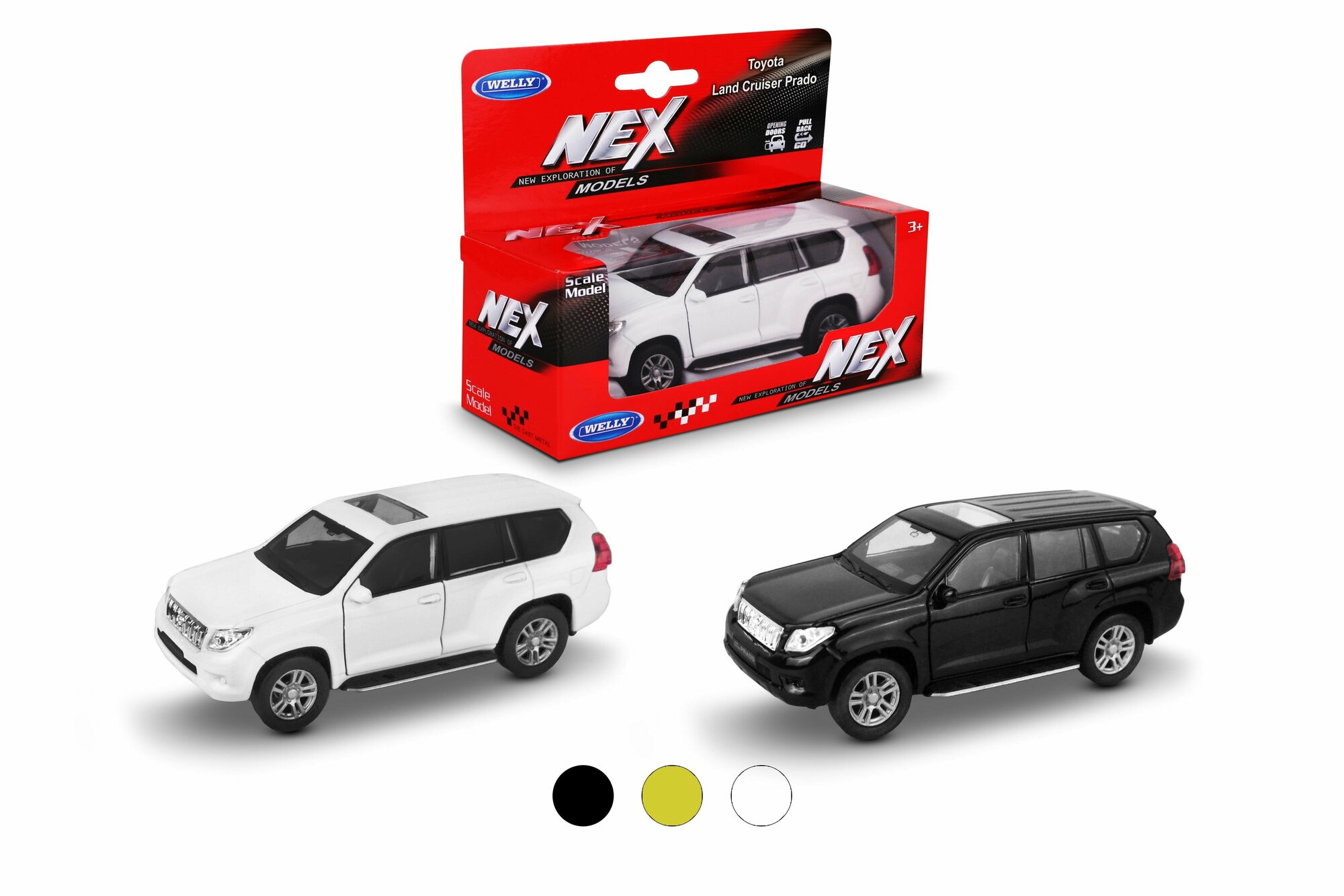 Машинка WELLY TOYOTA LAND CRUISER PRADO / модель машины 1:38 с пружинным механизмом / цвет в ассортименте