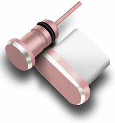 Комплект пылезащитных заглушек для разъема зарядки и наушников (AUX) для Type-C (2шт.) розовое золото, Miuko