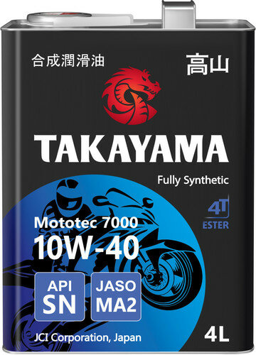 TAKAYAMA Mototec 7000 4T SAE 10W-40 API SN JASO MA-2 4л металл (605581)