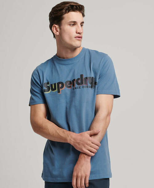 Футболка Superdry, размер 3XL, синий, голубой