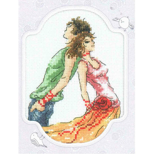 Набор для вышивания крестом схема черно-белая RTO, картина, Открытка-Мечты юности, 10*13см